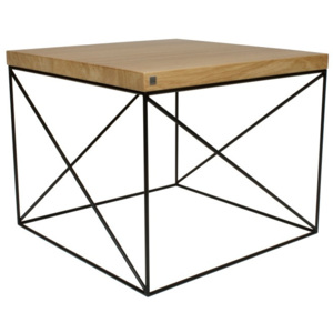 Černý konferenční stolek s deskou z dubového dřeva take me HOME Hamburg, 53 x 53 cm