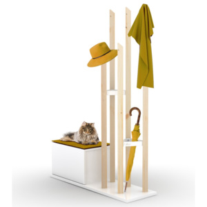 Set věšáku na kabáty a lavice s úložným prostorem se žlutým detailem Rafevi Katana