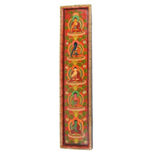 SB Orient Dřevěný panel, Pět Dhjánibuddhů, ručně malované, 92x20cm