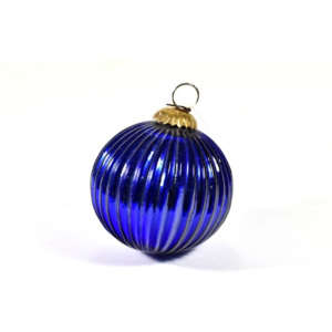 Mobler Skleněná vánoční ozdoba, tvar koule, modrá, 11x11cm