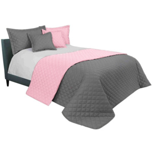 Luxusní prošívané přehozy na manželskou postel růžovo šedé barvy