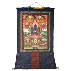 SB Orient Tanka, Medicine Buddha, tmavě modrý brokát, 76x120cm