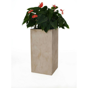 Květináč BLOCK 80, sklolaminát, výška 80 cm, beton design, béžový