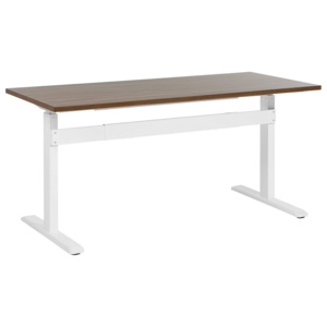 Manuálně nastavitelný psací stůl 160x70 cm hnědý-bílý UPLIFT