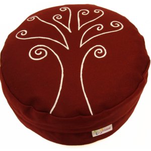 S radostí - vlastní výroba Meditační sedák strom života - vínový Velikost: ∅30 x v12 cm