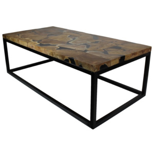 Konferenční stolek z kovu a teakového dřeva HSM collection, 120 x 60 cm