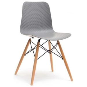 Designová židle AMALO Šedá - dřevěná podnož