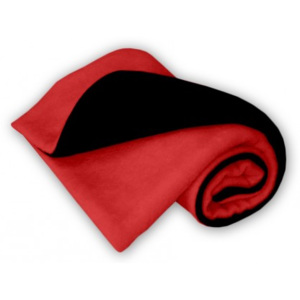 Deka fleece oboustranná černá/červená