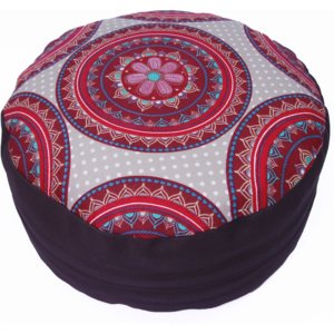 S radostí - vlastní výroba Meditační sedák s vínovou mandalou - hnědý Velikost: ∅40 x v18 cm