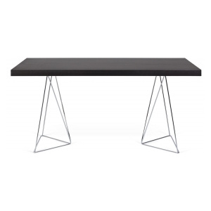 TH Stůl SOLVAS TRIANGLE 160 cm (Wenge (buk- dýha, mořený v černé, chrom. nohy)