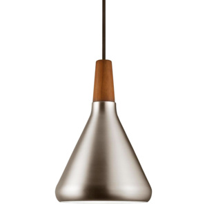 Závěsný lustr Nordlux Float | Ø18 cm, kartáčovaná ocel + ořechové dřevo | 78203032