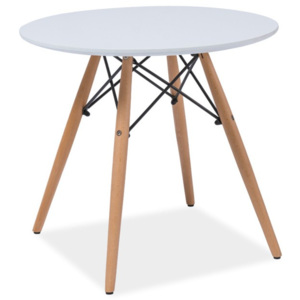 Bílý kulatý odkládací stolek s nohama z kaučukového dřeva Signal Soho, ⌀ 60 cm