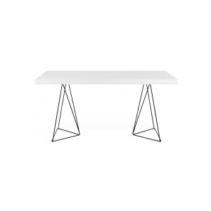 TH Stůl SOLVAS TRIANGLE 180 cm (Bílá (mat), černé nohy)