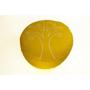 S radostí - vlastní výroba Meditační sedák strom života - žlutý Velikost: ∅30 x v12 cm