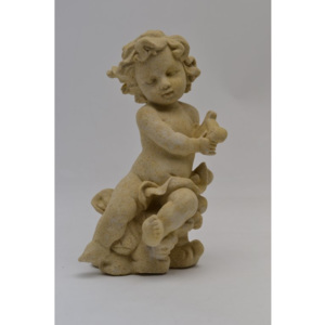 Andílek hrající na lyru - kamenná socha z pískovce