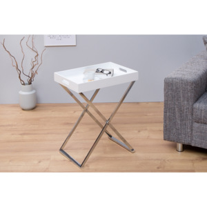 INV Odkládací stolek Butler bílá-stříbrná