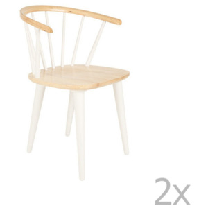 Sada 2 bílých židlí z kaučukového dřeva White Label Gee