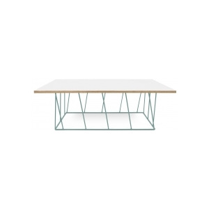 TH Konferenční stolek LOWER 120 x 40 cm (Bílá (mat) s překližkovými hranami a zelenou ocelí)