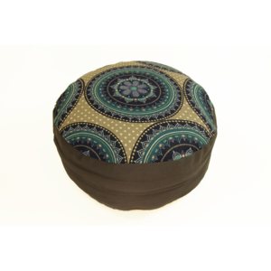 S radostí - vlastní výroba Meditační sedák s modrou mandalou - šedý 18 cm