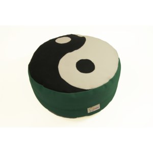 S radostí - vlastní výroba Meditační sedák jin jang - zelený Velikost: ∅30 x v12 cm