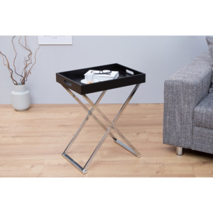 INV Odkládací stolek Butler černá-stříbrná