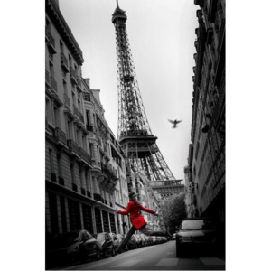 Plakát Paris Eiffel Tower Girl in the Red Cloak