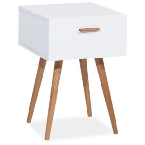 Bílý odkládací stolek s úložným prostorem Signal Milan, 42 x 40 cm