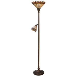 Stojací lampa Tiffany- pr.35 / pr.14*176 cm 2x E27 / Max 60W & 1x E14 / Max 25W