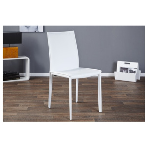 INV Jídelní židle Como, bílá regenerovaná kůže