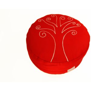 S radostí - vlastní výroba Meditační sedák strom života - červený Velikost: ∅30 x v12 cm