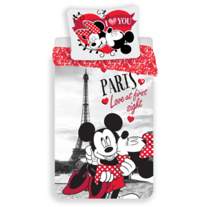 Vesna | Povlečení bavlna Mickey and Minnie in Paris I Love You 140 x 200 cm, 70 x 90 cm