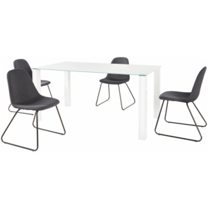 Set bílého jídelního stolu a 4 antracitových jídelních židlí Støraa Dante Colombo Duro