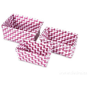 Dedra Sada 3 košíků z plastového výpletu - různé barvy fuchsiová zigzag