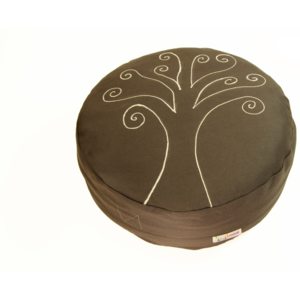 S radostí - vlastní výroba Meditační sedák strom života - šedý Velikost: ∅30 x v12 cm