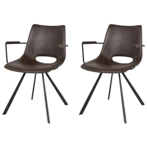 Designová židle Izabella s opěrkami / tmavě hnědá-černá