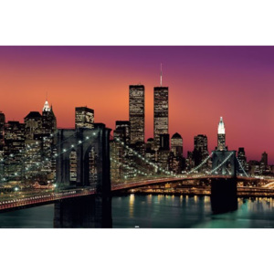 Plakát New York - Brooklyn Bridge At Night Colour