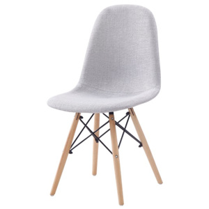 Jídelní židle ve světle šedé barvě s dřevěnou konstrukcí v dekoru buk TK3036