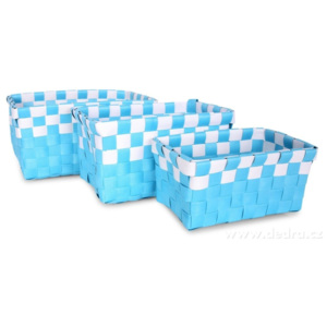 Dedra Sada 3 košíků z plastového výpletu - různé barvy modrá