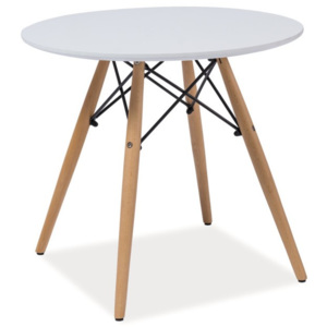 Bílý kulatý stůl s nohama z kaučukového dřeva Signal Soho, ⌀ 90 cm
