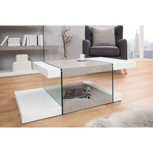 Designový konferenční stolek Livid 110 cm / bílá - betonová