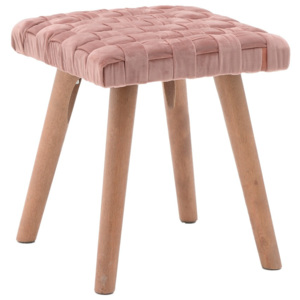 Stolička s dřevěnými nohami a sametovým polstrování v růžové barvě InArt Deborah
