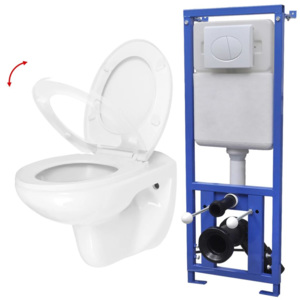 Závěsná toaleta s podomítkovou nádržkou, keramika, bílá