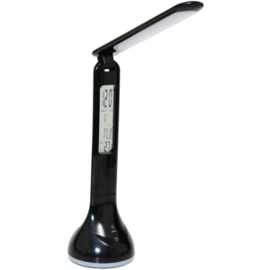 Ecolite LHZQ2-CR Černá multifunkční LED stolní lampa 5W s baterií, displejem a USB