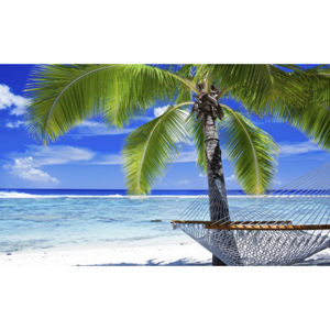 Fototapeta Beach palms and hammock vlies 416 x 254 cm