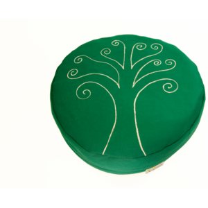 S radostí - vlastní výroba Meditační sedák strom života - zelený Velikost: ∅30 x v12 cm