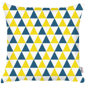 Modrožlutý povlak na polštář Apolena Triangles, 43 x 43 cm