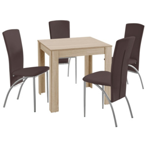 Set jídelního stolu a 4 tmavě hnědých jídelních židlí Støraa Lori Nevada Duro Oak Brown