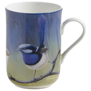 Hrnek z kostního porcelánu Maxwell & Williams Birds Fairy Wrens on Blue, 350 ml