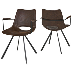 Designová židle Izabella s opěrkami / hnědá-černá