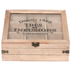Dřevěná krabička na čajové sáčky - 23*23*8 cm